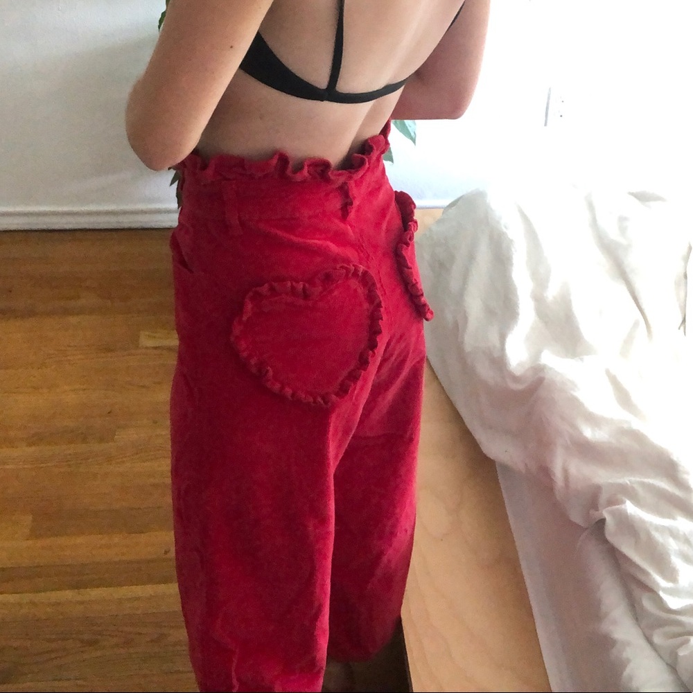 Corduroy Lazy Oaf Heart pants w Suspenders